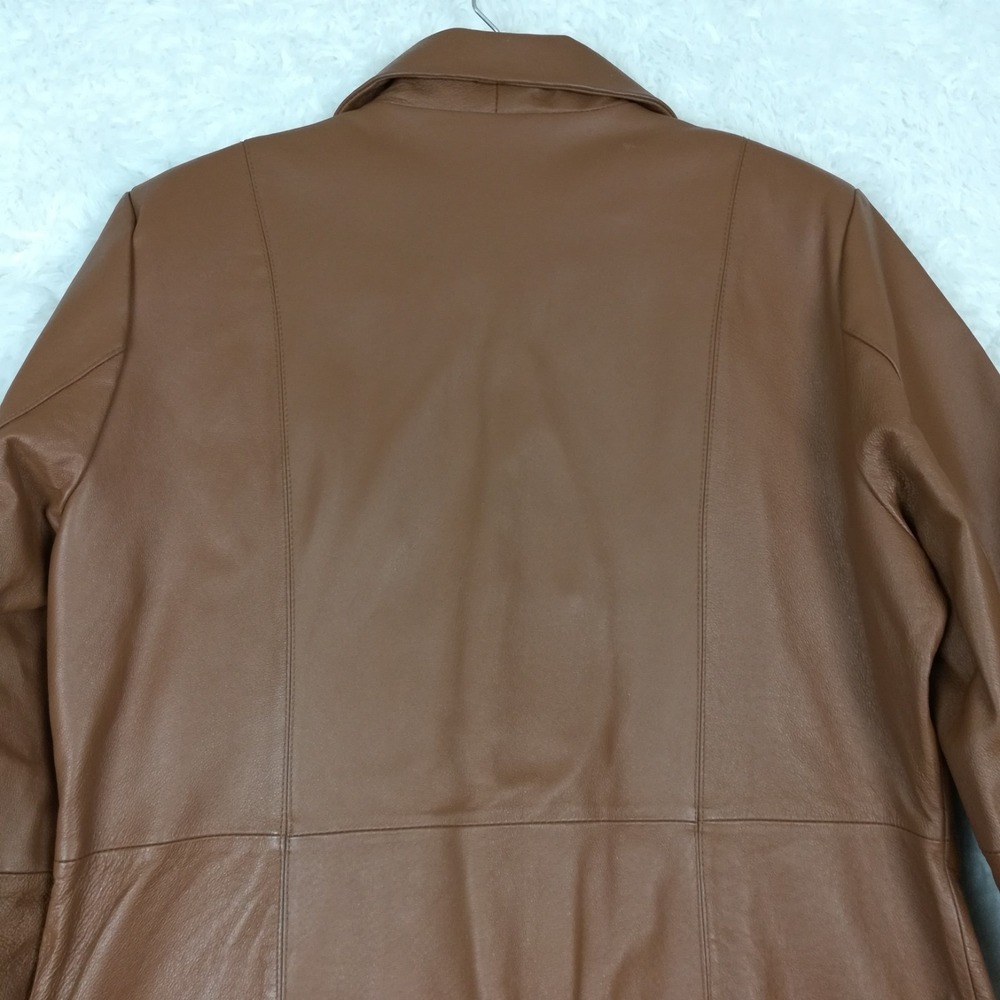 Chadwicks Chestnut Brown Leather Button-Front Coat - Picture 12 of 12